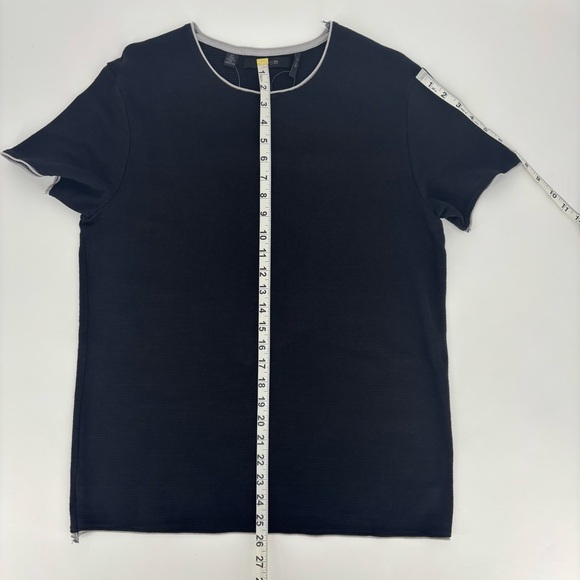 Joe's Jeans NWT Black and Grey Horizontal Ribbed Cotton Short Sleeve Tee, Small - Picture 9 of 16